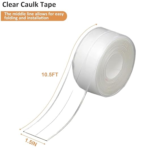 Clear Caulk Tape Waterproof Self Adhesive, Peel & Stick Bathroom Chalk Tape - Image 2