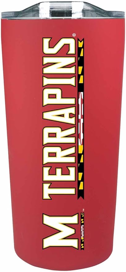 Campus Colors NCAA Stainless Steel Tumbler perfect for Gameday - 18 oz - Double Walled - Keeps Drinks Perfectly Insulated (Maryland Terrapins - Red)