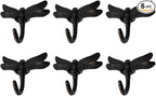 6 pcs Oil Rubbed Bronze Dragonfly Decorative Wall Hooks by DIYDecorHub