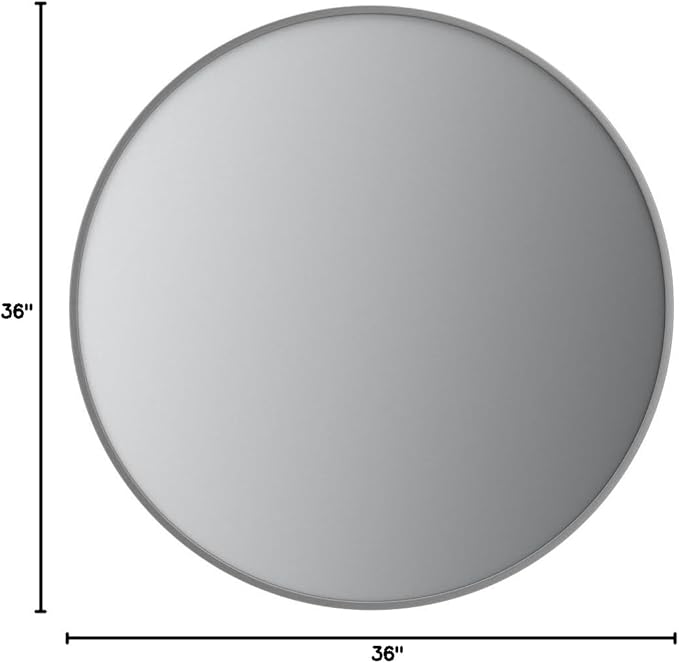 Itrue 36 Inch Round Wall Mirror, Brushed Silver Metal Frame Circle Bathroom - Image 9