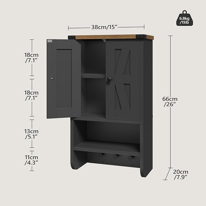 MAHANCRIS Bathroom Wall Cabinet, Farmhouse Medicine Cabinet - Image 3