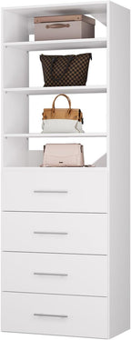 ROOMTEC Modular Closet System, 19.5" 4 Drawer Shelf Closet Tower Wall-Mounted by ROOMTEC