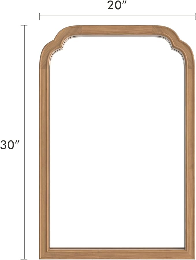 WallBeyond Wood Frame Wall Mirror Rounded Corner Arch Rectangle Mirror - Image 3