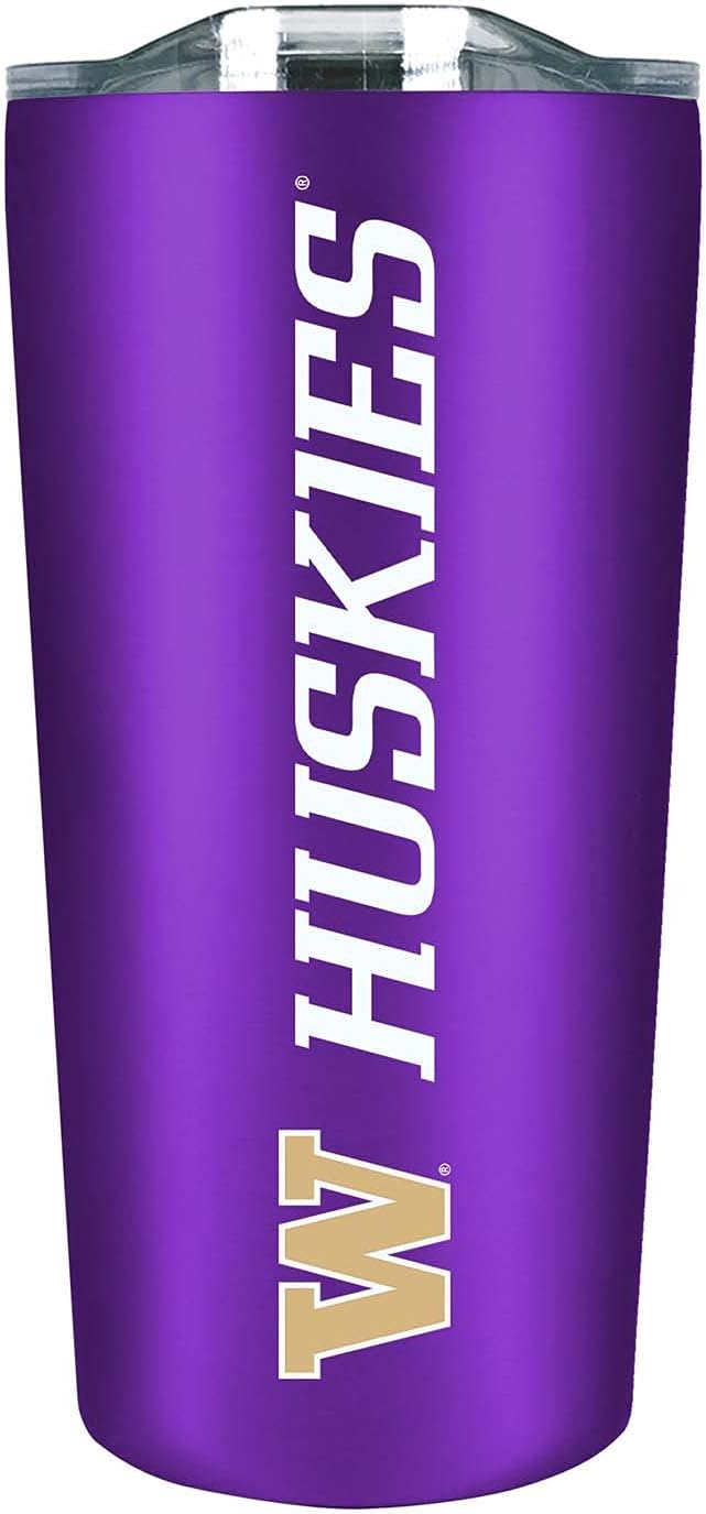 Campus Colors NCAA Stainless Steel Tumbler perfect for Gameday - 18 oz - Double Walled - Keeps Drinks Perfectly Insulated (Washington Huskies - Purple)