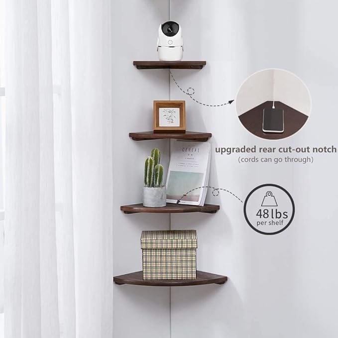 Corner Shelves, Floating Corner Shelf, Round End - Image 2