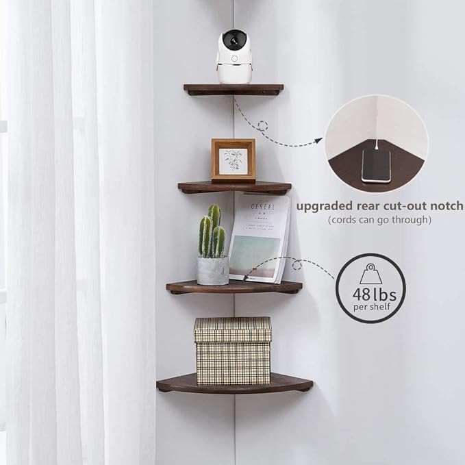 Corner Shelves, Floating Corner Shelf, Round End - Image 4