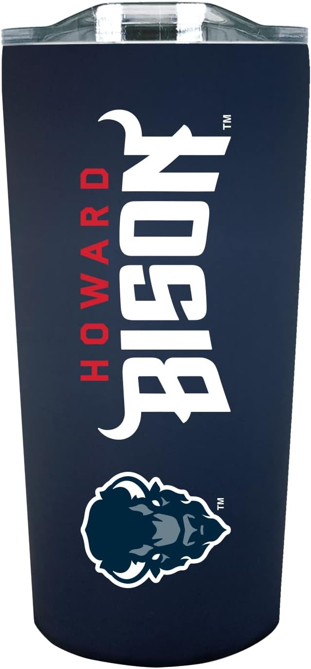 Campus Colors NCAA Stainless Steel Tumbler perfect for Gameday - 18 oz - Double Walled - Keeps Drinks Perfectly Insulated (Howard University - Navy)