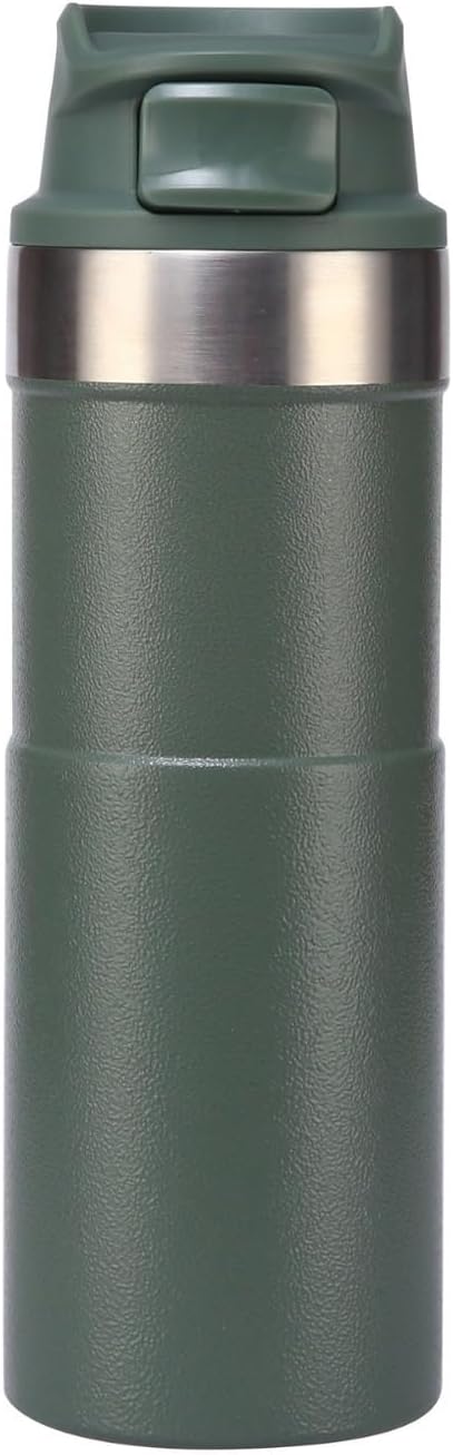 16OZ Trigger Action Travel Mug - 500ml BPA Free Insulated Stainless Steel Coffee Tumbler, Leak-Proof Wide Mouth Design for Commuters, Sports & Outdoor Enthusiasts (Green)