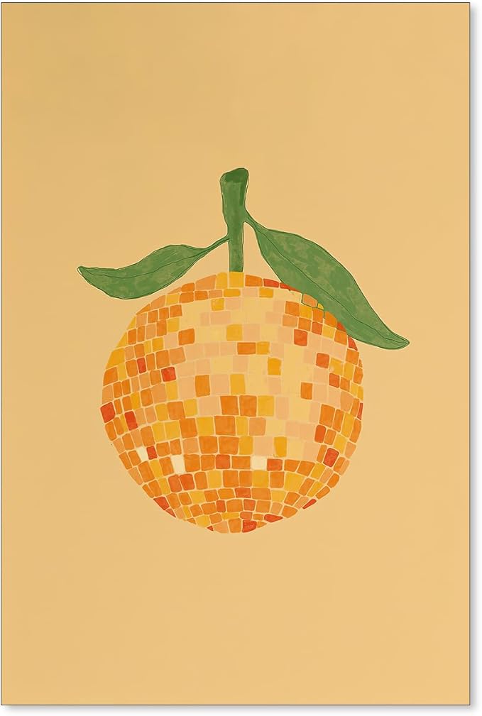 jkahh Retro Funky Orange Canvas Wall Art Fashion Disco Ball Aesthetic Posters by Unknown