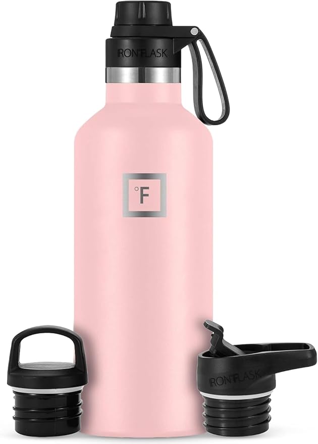 IRON °FLASK Camping & Hiking Hydration Flask with Spout, BPA-Free Insulated Stainless Steel Sports Water Bottle - 32 oz Rose