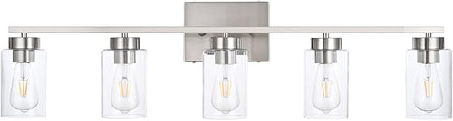 5 Light Bathroom Vanity Light Fixtures, Brush Nickel Modern Wall Lights - Image 2