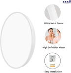 Oruii White Round Mirror, Circle Wall Mirrors Metal Frame, Circular Mirrors - Image 2