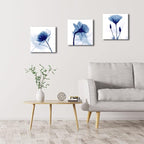 Wieco Art Blue Abstract Flowers 3 Panels Giclee Canvas Prints Wall Art Modern - Image 5