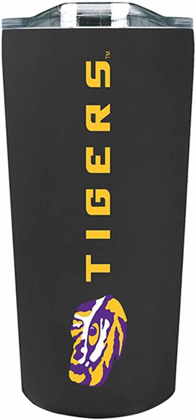 Campus Colors NCAA Stainless Steel Tumbler perfect for Gameday - 18 oz - Double Walled - Keeps Drinks Perfectly Insulated (LSU Tigers - Black)
