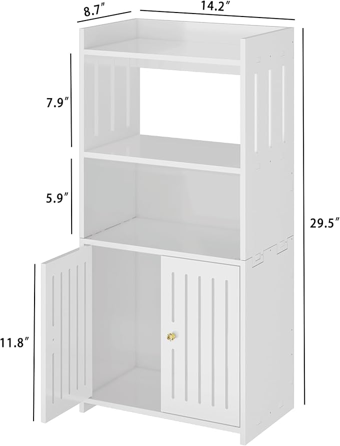 HAYOFAMY Bathroom Storage Cabinet, 4-Tier White Floor Cabinet Freestanding - Image 3
