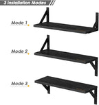 Forbena Black Floating Shelves Bathroom Set of 3, Wooden Wall Book Shelves - Image 6