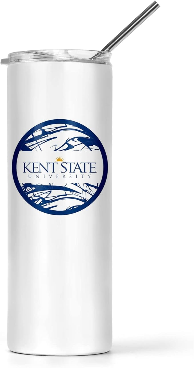 Kent State University Skinny Tumbler, Water Tumbler, Stainless Steel Tumbler, Tumbler Cup, Tumbler with Straw and Lid, Double Wall, Stainless Tumbler (Kent State University #16)