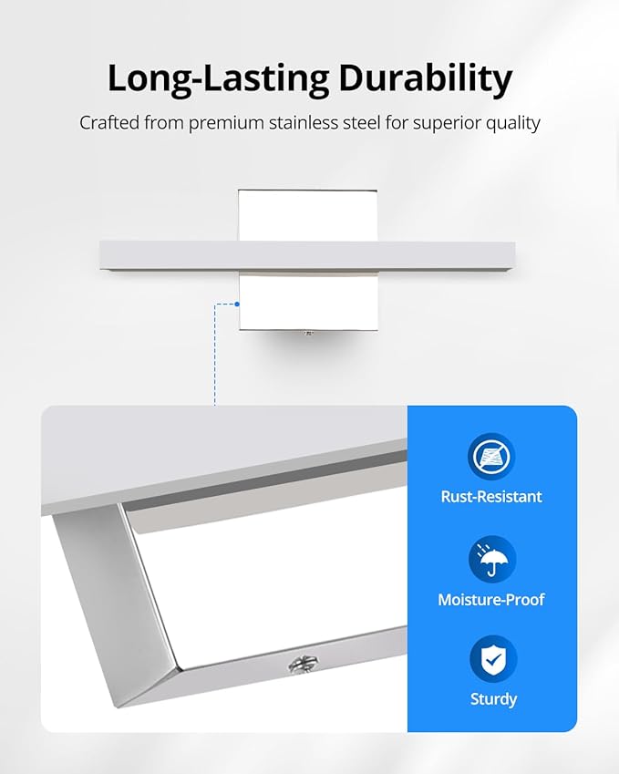 Combuh Dimmable Vanity Light Bar, 9W Over Mirror Lighting Fixture Wall Sconce - Image 8