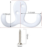 IBosins 28 Pack Heavy Duty Double Prong Coat Hooks Wall Mounted - Image 2