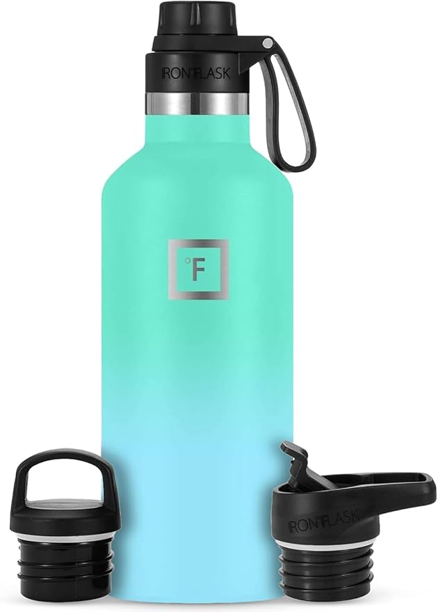 IRON °FLASK Camping & Hiking Hydration Flask with Spout, BPA-Free Insulated Stainless Steel Sports Water Bottle - 32 oz Sky