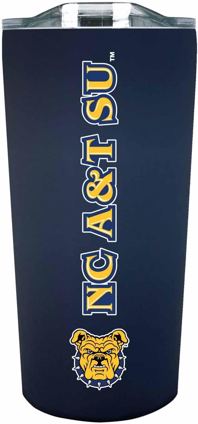Campus Colors NCAA Stainless Steel Tumbler perfect for Gameday - 18 oz - Double Walled - Keeps Drinks Perfectly Insulated (North Carolina A&T State University - Navy)