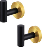 Kruodop Towel Hooks for Bathroom, 2 Packs Wall Mount Towel Holder, Blak Gold - Image 7
