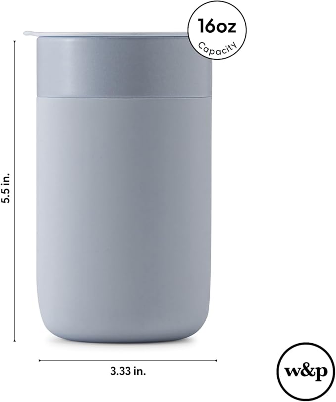 W&P Porter Ceramic Mug w/ Protective Silicone Sleeve, Mint 16 Ounces | On-the-Go | No Seal Tight | Reusable Cup for Coffee or Tea | Portable | Dishwasher Safe