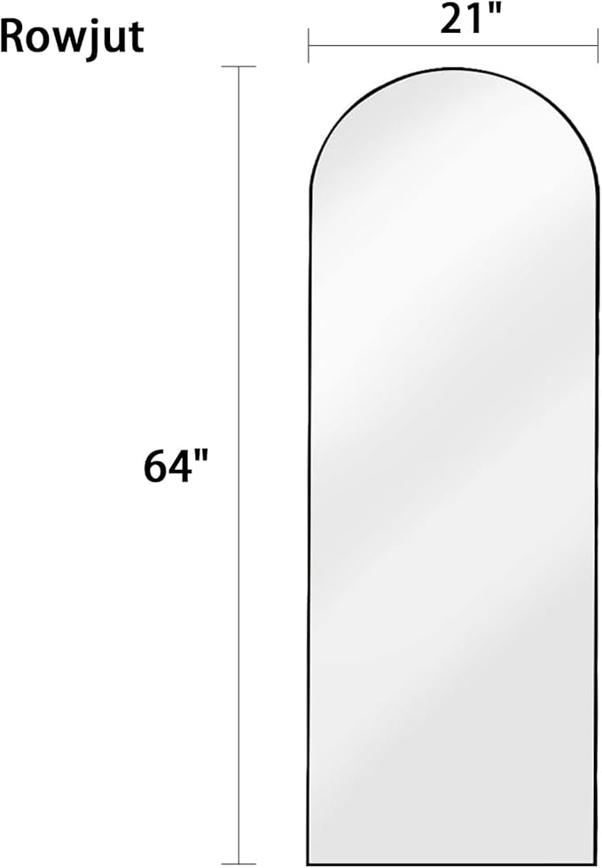 Rowjut 64"x21"Floor Mirror Arched Full Length Mirros, Mirror Floor Length - Image 3