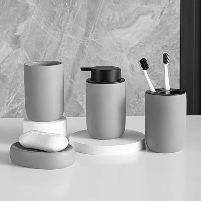 Japanese Simple Black and White Style, handleless Ceramic Mug, Toothbrush Holder, wash Cup, Large Capacity, Thickened and Enlarged Drinking Cups 11 oz(330ml) (Grey)