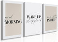 GUBIYU Bedroom Prints Set of 3, Above Bed Decor, Good Morning Namastay in Bed by GUBIYU