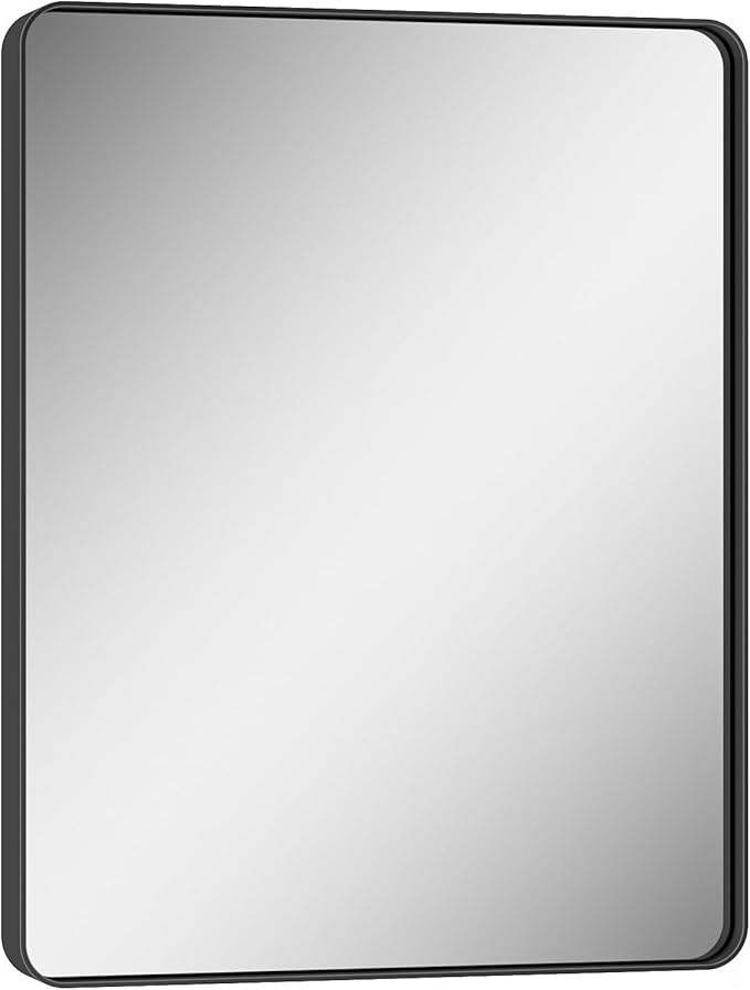 Keonjinn Black Bathroom Mirror for Over Sink, 28 x 36 Inch Rounded Rectangle - Image 9