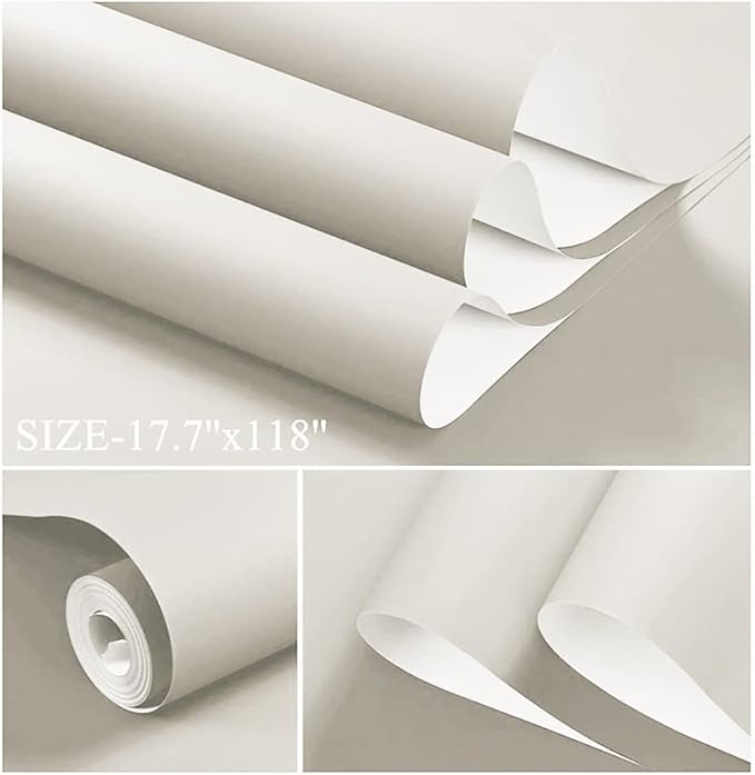 Dimoon 590''x17.7'' White Peel and Stick Wallpaper Contact Paper Modern Self - Image 2