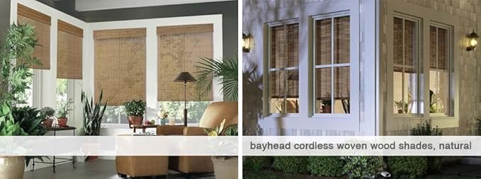 Cordless Woven Wood Roman Shades, Bamboo Shades Sizes 20 to 72 Wide and 24 to - Image 6