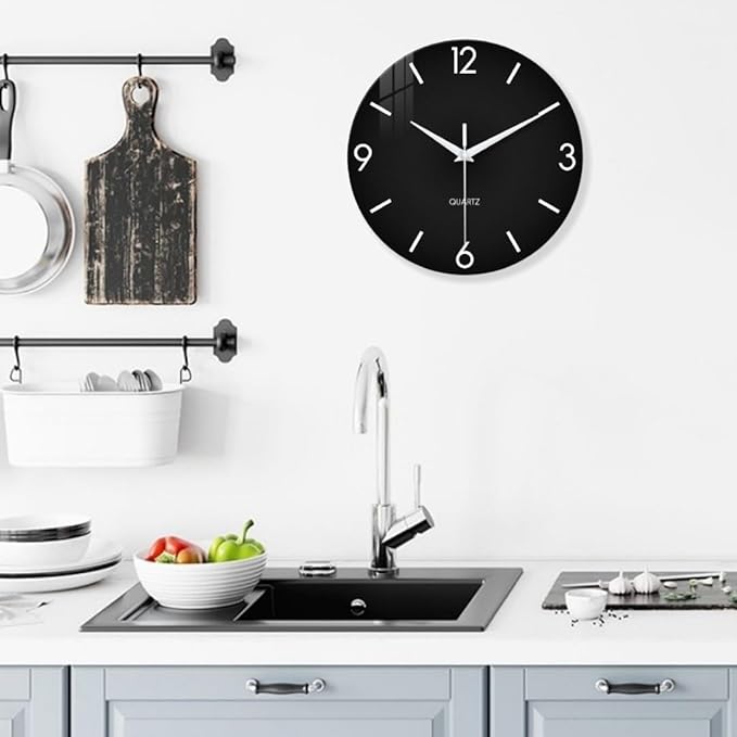 XFM Black Wall Clock 16 Inch Simple Wall Clocks Battery Operated Modern - Image 4