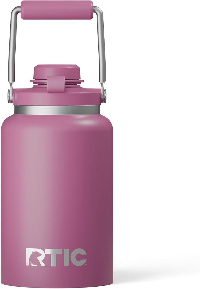 RTIC Half Gallon Outback Jug, Stainless Steel, Ceramic Lined Insulated Water Bottle with Lid and Handle, BPA-Free, Double Wall Vacuum Insulation, Orchid