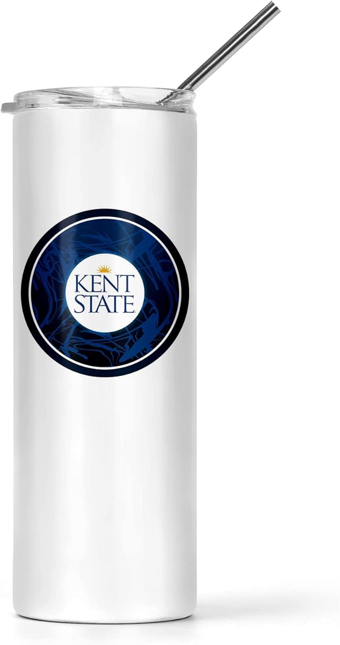 Kent State University Skinny Tumbler, Water Tumbler, Stainless Steel Tumbler, Tumbler Cup, Tumbler with Straw and Lid, Double Wall, Stainless Tumbler (Kent State University #15)