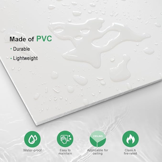 Smooth White Drop Ceiling Tile 2ft x 4ft, Ceiling Panel 24 x 48in – Waterproof - Image 6