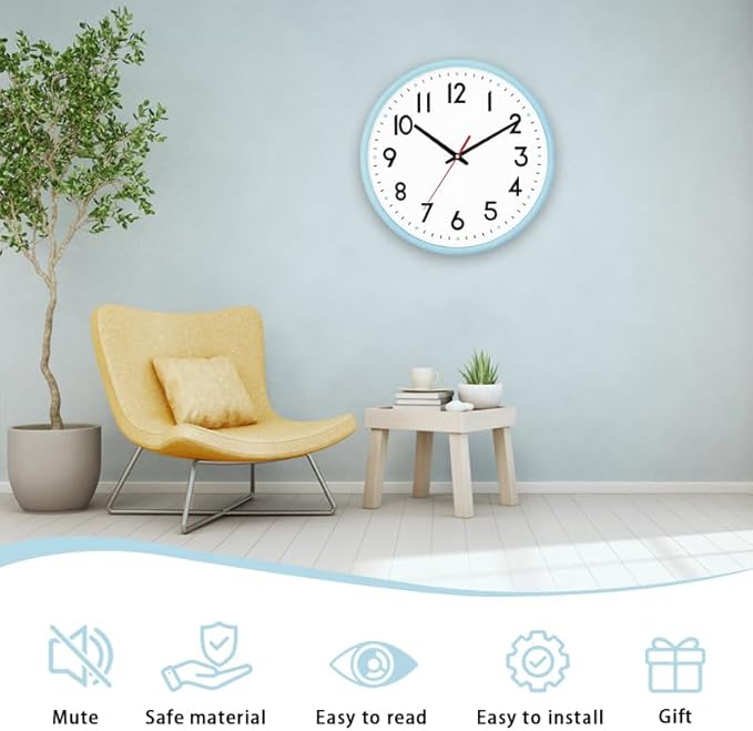 HZDHCLH Wall Clock Silent Wall Clocks Battery Operated 10 Inch Modern Non - Image 2