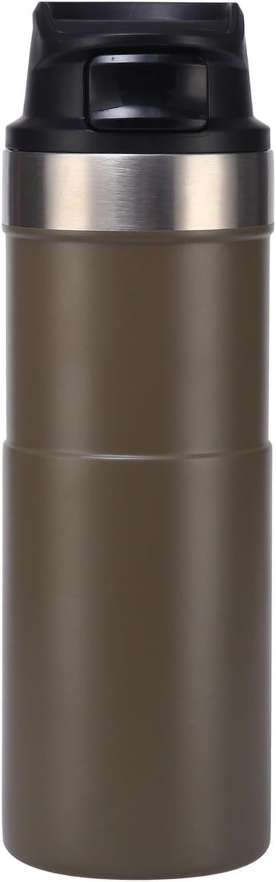 16OZ Trigger Action Travel Mug - 500ml BPA Free Insulated Stainless Steel Coffee Tumbler, Leak-Proof Wide Mouth Design for Commuters, Sports & Outdoor Enthusiasts (Brownness)