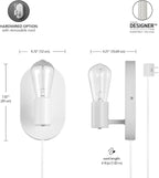 Globe Electric 65000134 1-Light Plug-in or Hardwire Wall Sconce, Matte White - Image 4