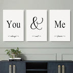 GUBIYU Black & White Bedroom 'You And Me' Love Words Art 24"x36" - Image 5