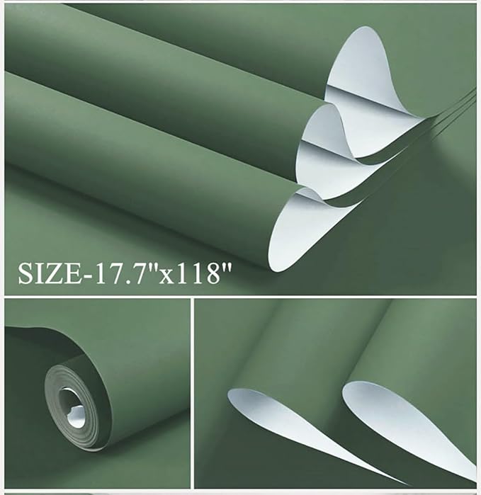 Dimoon 394''x23.6'' Green Peel and Stick Wallpaper Contact Paper Modern Self - Image 2
