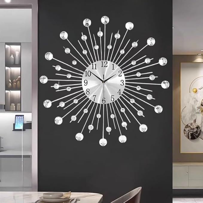 SIN&MI Large Wall Clock for Living Room Decor Non-Ticking Quiet Metal Quartz by SINMI