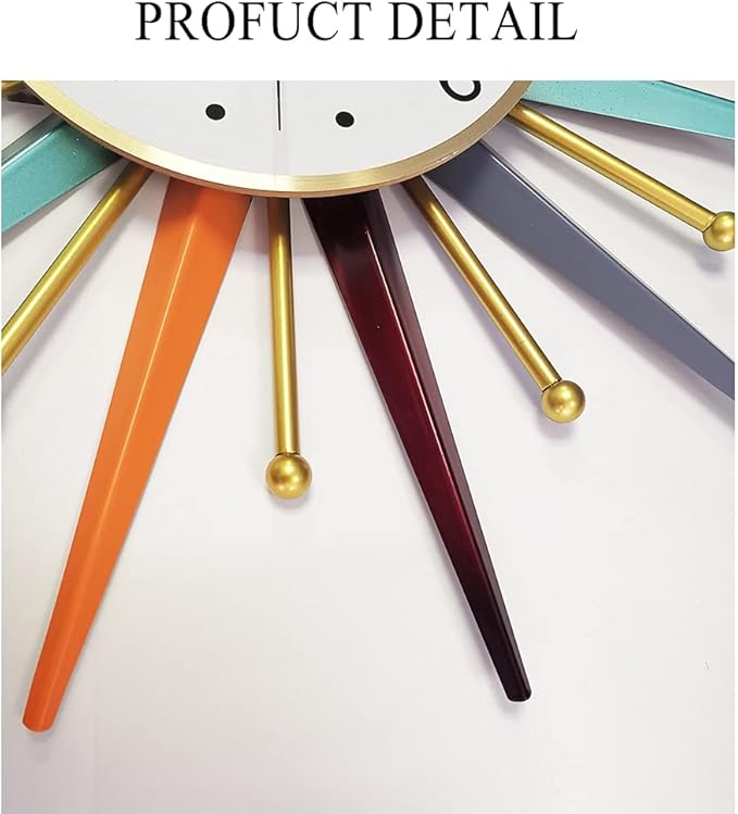 Large Wall Clock 31 Inch Modern Wall Clock Starburst Mid-Century Modern Decor - Image 8