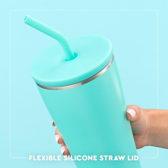 Swig Life 32oz Straw Tumbler, Travel Coffee Tumbler with Lid, Cup Holder Friendly Travel Coffee Mug, Stainless Steel, 32 oz Reusable Insulated Coffee Mug (Saturdays In College Station)