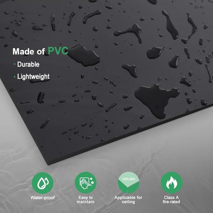 Smooth Black Drop Ceiling Tile 2ft x 2ft, PVC Ceiling Panel – Waterproof - Image 7