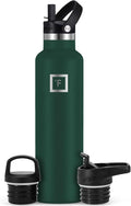 IRON °FLASK Camping & Hiking Hydration Flask with Straw, BPA-Free Insulated Stainless Steel Sports Water Bottle - 24 oz Dark Pine