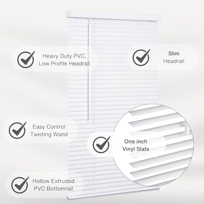 Lotus & Windoware Cordless 1" Vinyl Mini Blind Light Filtering Blind - Image 2