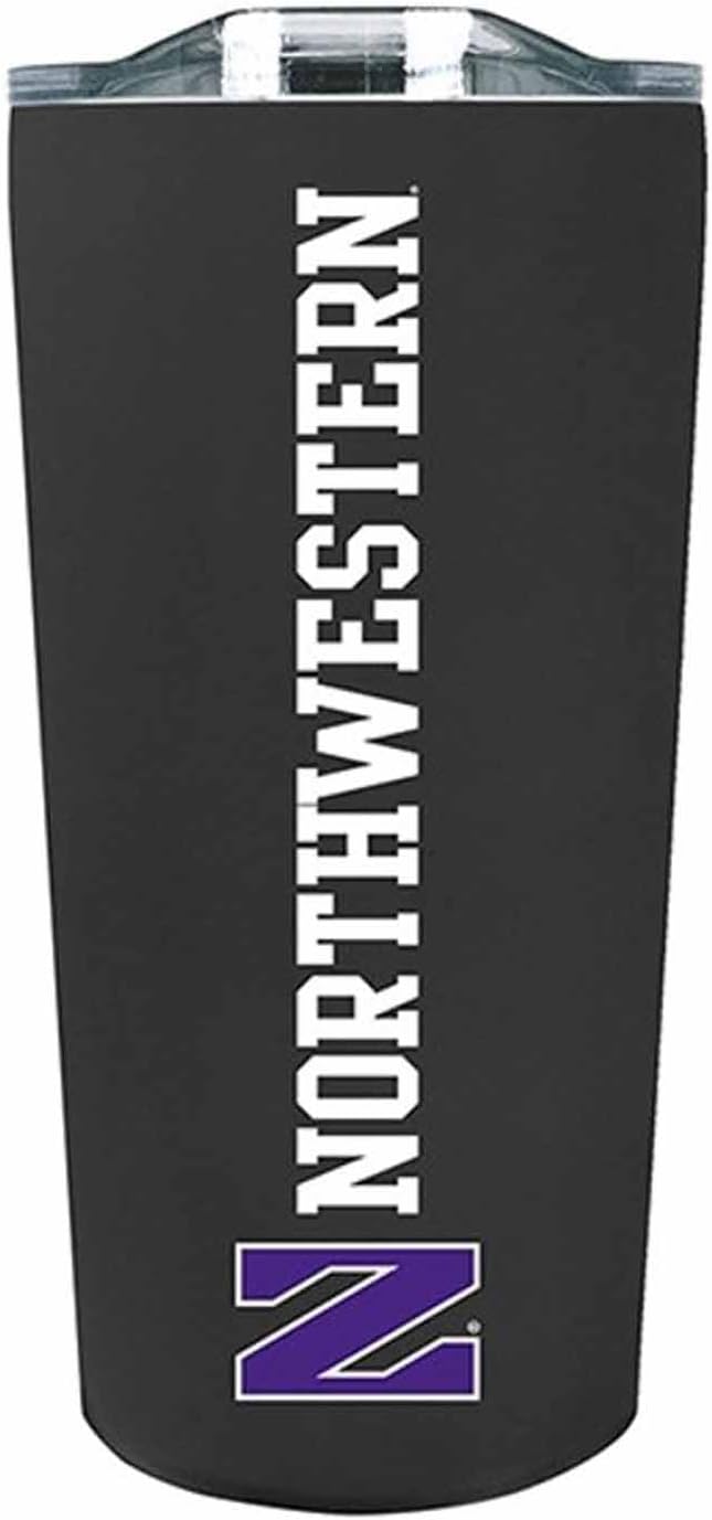 Campus Colors NCAA Stainless Steel Tumbler perfect for Gameday - 18 oz - Double Walled - Keeps Drinks Perfectly Insulated (Northwestern Wildcats - Black)