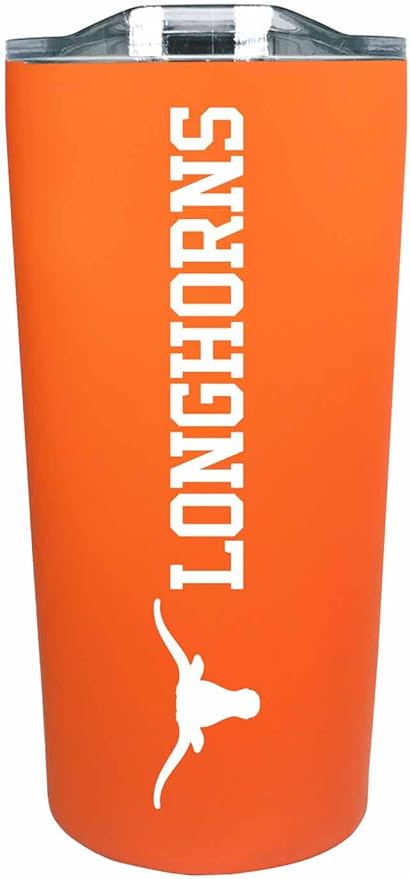 Campus Colors NCAA Stainless Steel Tumbler perfect for Gameday - 18 oz - Double Walled - Keeps Drinks Perfectly Insulated (Texas Longhorns - Texas Orange)